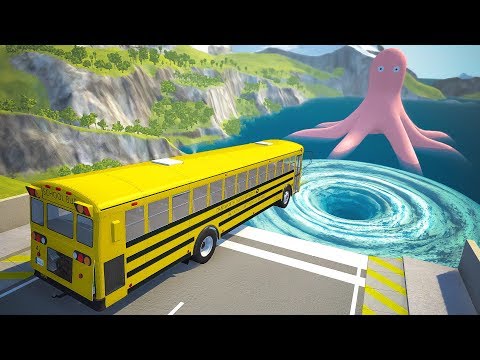 Giant Water Vortex High Speed Jumping Crashes - BeamNG.drive