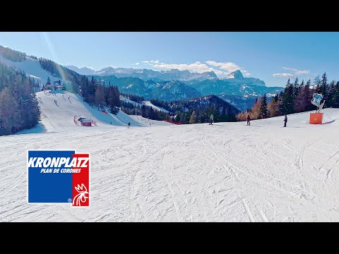 Skiing Dolomites Italy - Kronplatz - 9 blue. Skiers paradise. One of easy pistes on the south slopes
