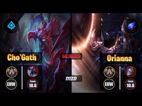 Challenger CHO'GATH [Glacial Augment] (Mid) VS  ORIANNA - Challenger EUW Patch 10.8