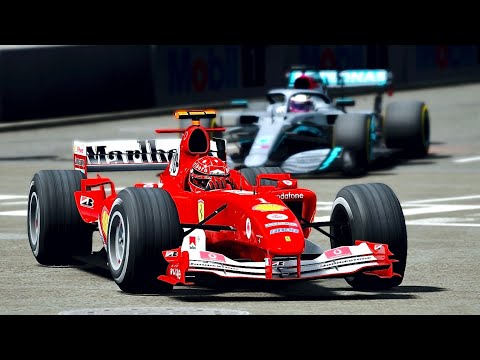 Mercedes F1 2020 vs Ferrari F1 2004 at Chicago GP Circuit