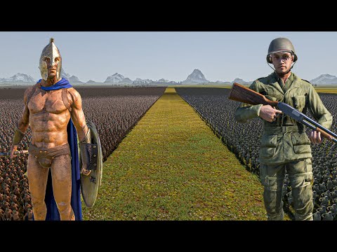 1 MILLION SPARTANS vs 100.000 AMERICAN SHOTGUN SOLDIERS - Ultimate Epic Battle Simulator 2 UEBS 2