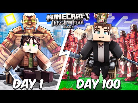 I Survived 100 Days as Eren Yeager in Attack on Titan Minecraft