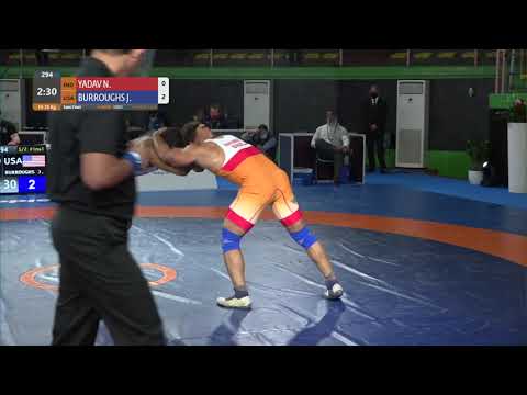 1/2 FS - 74 kg: N. YADAV (IND) v. J. BURROUGHS (USA)