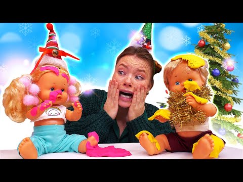 Spielspaß mit Nenuco Puppen. Die Zwillinge machen Weihnachtskuchen. Spielzeug Video mit Irene