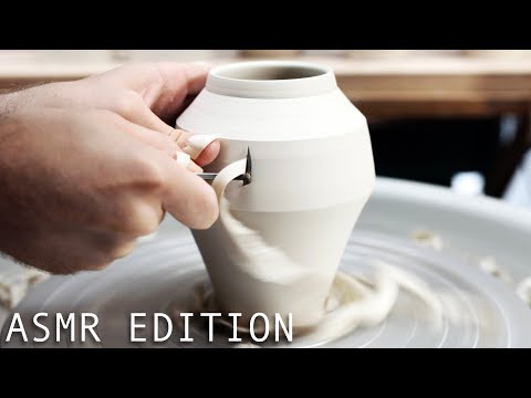 Turning Angular Porcelain Vases on my New Potter's Wheel — ASMR Edition