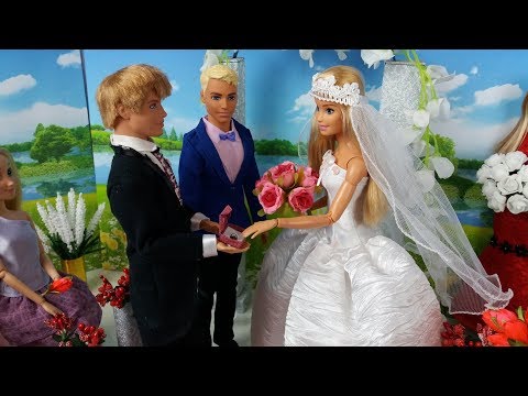 Barbie Ken Get Married Wedding Day. Wedding Dress for Barbie Doll. Doll Stories.