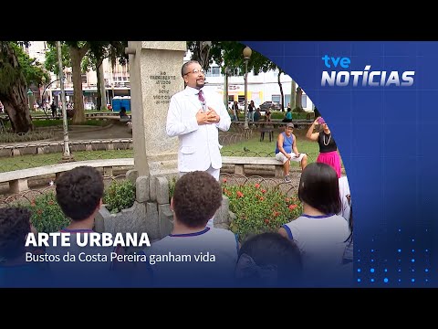 Surprise at Costa Pereira Square: Busts come to life.