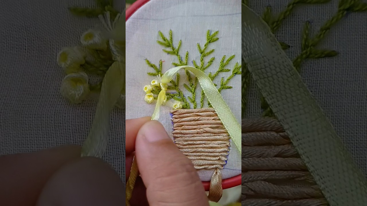 Ribbon embroidery #embroidery #viral #shorts #handbroidery