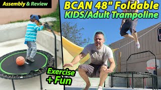 Bounce Baby! Foldable BCAN Exercise Trampoline for Kids Adults - Assembly & Review BCAN Rebounder