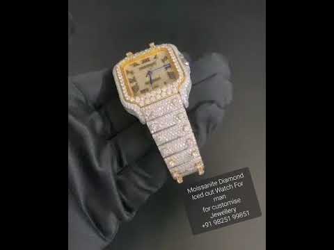 Moissanite Diamond Iced Out Cartier Santosh Watch