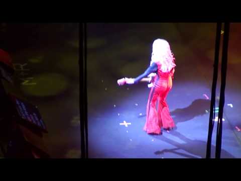 Dolly Parton sings Baby, I'm Burning with pyrotechnics
