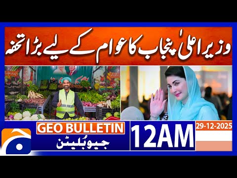 Punjab CM Announces Big Gift for Public | PIA Privatization | Geo News 12 AM Bulletin 29 Dec 2025