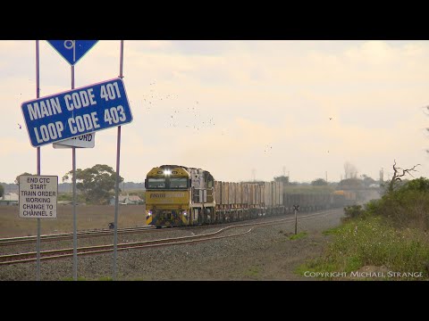3XM4 Steel Train Passes A Hirail Track Machine - PoathTV Australian Railways