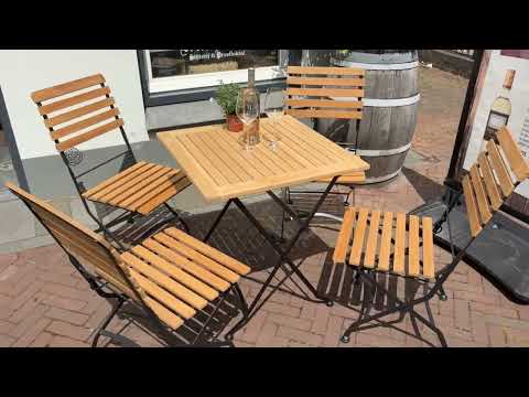 MaximaVida inklapbare vierkante acacia bistro set Toscana 70 cm zwart - stoelen met armleuning