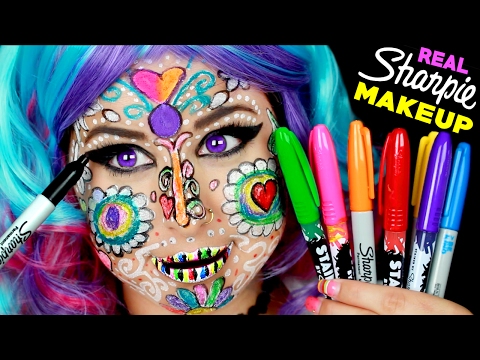 Full Face Using ONLY Sharpie Markers! | I Doodles On Face With Permanent Sharpies! *CAUTION* Video