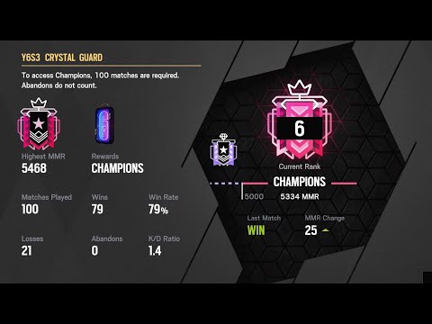 Level 570 Best Top Champion Operation Crystal Guard - Rainbox Six Siege Ranked Highlights