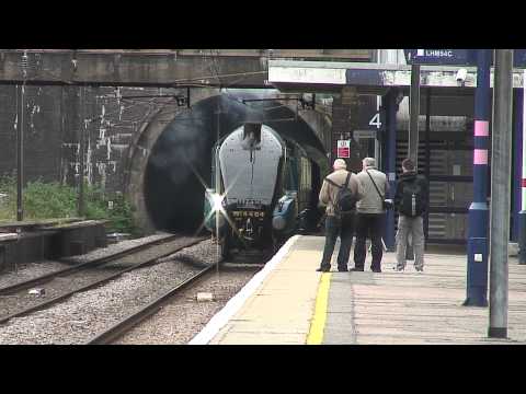 (HD) LNER Class A4 4464 'Bittern' trundles through Hadley Wood. 'The Ebor Streak'