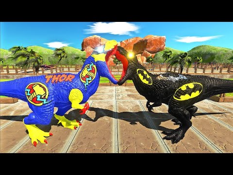 THOR T-REX vs BATMAN T-REX OASIS DEATH RUN - Animal Revolt Battle Simulator