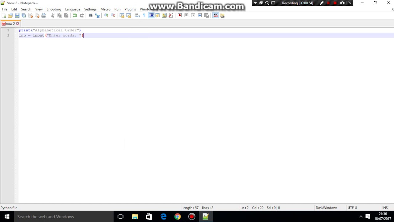 Python Programming - Alphabetical Order
