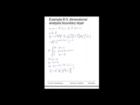 Fluid Mechanics - dimensional analysis boundary layer - Example 8-3