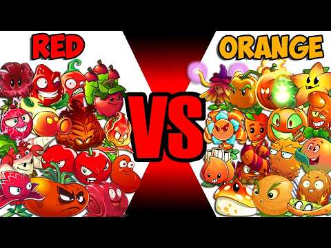 All Plants ORANGE vs RED - Who Will Win? - Pvz 2 Team Plant vs Team Plant
