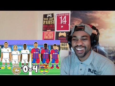 😲0-4! Real Madrid vs Barcelona😲 (El Clasico 22 Aubameyang Torres Cartoon Goals Highlights) REACTION