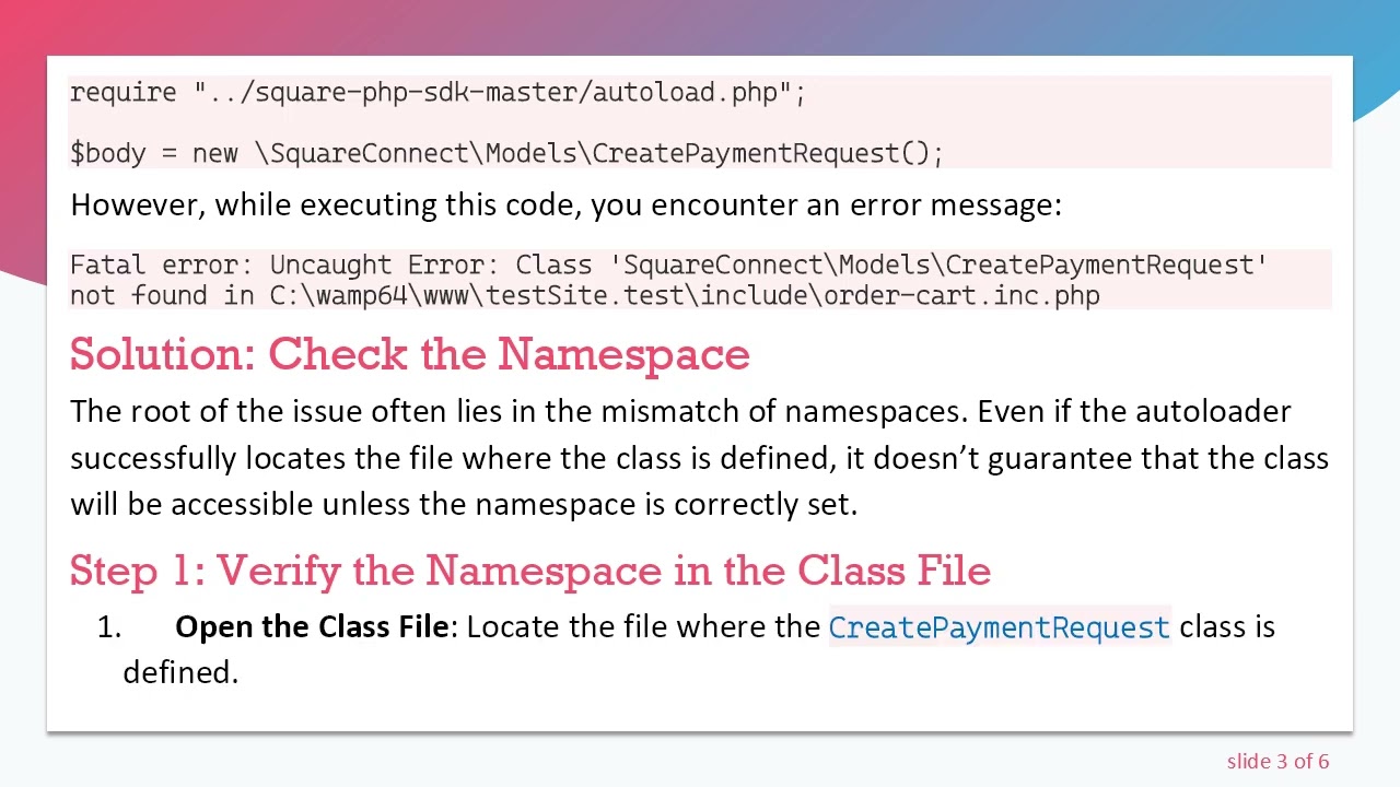 Troubleshooting the Class not found Error in PHP Autoloading
