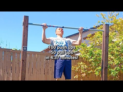 5MD with 100 push ups with 60 unbroken and 50 pull ups with 30 unbroken in 4:37 minutes!