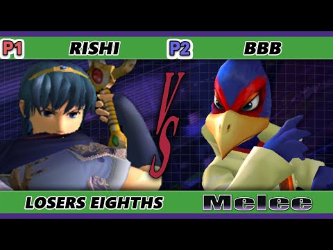 S@X 386 Online Losers Top 8 - Rishi (Marth) Vs. BBB (Falco) Smash Melee - SSBM