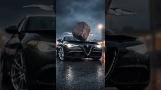 Alfa Romeo Crushed by Rock in Heavy Rain 🌧️💥