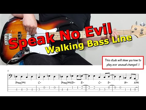 "Speak No Evil" 🎷 Walking Bass Line 🎹 Bass Guitar Lesson 🎸