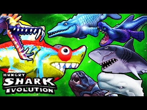 SHARKELEON vs MEGALODON, ALAN, LEO, MOBY DICK, BIG DADDY, MR. SNAPPY (HUNGRY SHARK EVOLUTION)