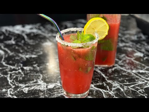 Sparkling Water with Watermelon, Lemon and Mint