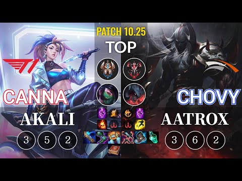 T1 Canna Akali vs HLE Chovy Aatrox Top - KR Patch 10.25