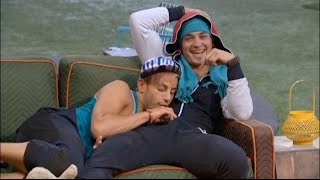 7/28 1:59am - Frankie Sneaks a Peek Inside Caleb&#39;s Onesie While Zach Fumes