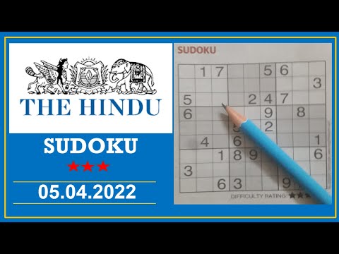 The Hindu  Sudoku Apr 05, 2022 - 3 Star - The Solution