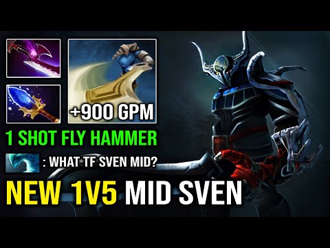 NEW 1v5 MID SVEN 1 Shot Flying Hammer +900 GPM Jungle Brutal Great Cleave DPS Dota 2