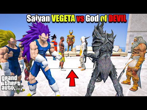Franklin HUMAN TEAM Vegeta vs GODS TEAM Devil God in GTA 5