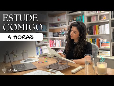 Estude comigo em TEMPO REAL (4 horas) #444  | Study with me | Laura Amorim