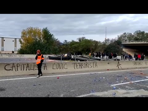 Corte de la AP-7 en Salt (Girona)