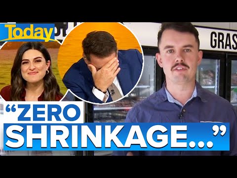 Hosts can't keep a straight face over butcher's "shrinkage" comment | Today Show Australia