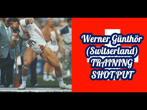 Werner Günthör (Switserland) SHOT PUT TRAINING. thumbnail