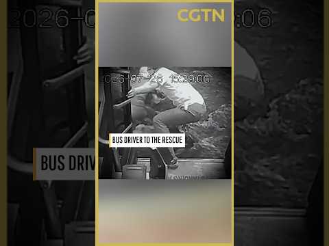 Watch bus drivers catch elderly man swept away by floodwaters
