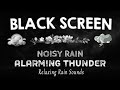 Rain Sounds for Sleeping | Beat Insomnia with Noisy Rain & Alarming Thunder Sounds - Black Screen