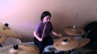 7 year old Sophie, Green day - minority drum cover