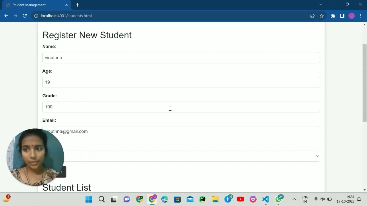 Student Management System (FullStack team project) using html, css, js, nodejs