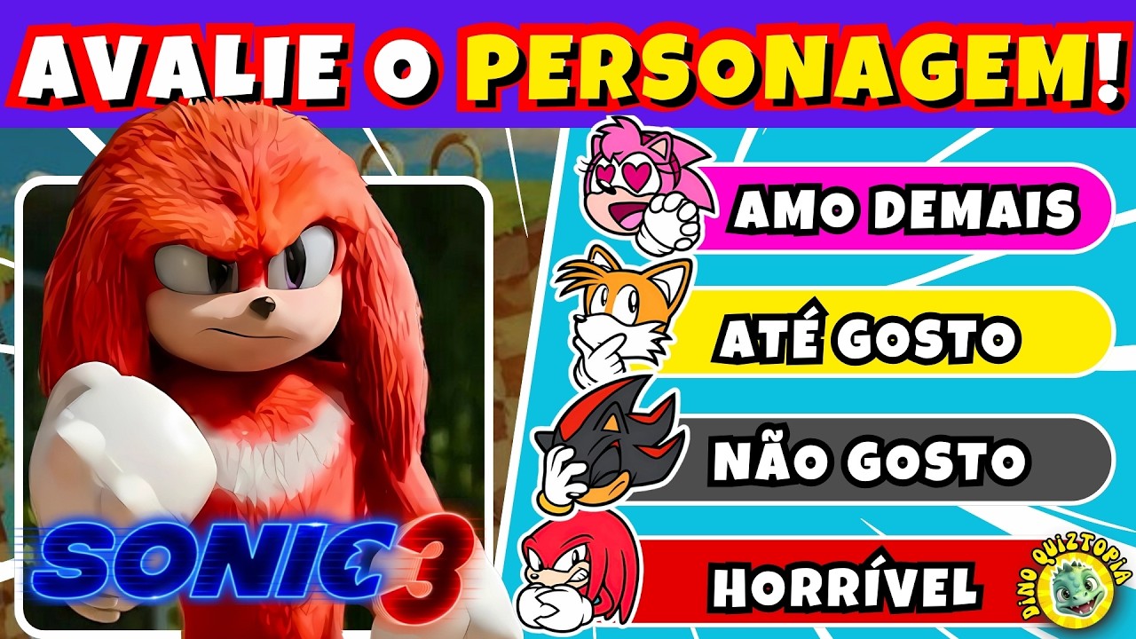 ⚡🦔🔵SONIC 3 AVALIE SEU PERSONAGEM FAVORITO | COMO VOCÊ AVALIA ELES? #dinoquiztopia #sonic3 #quiz