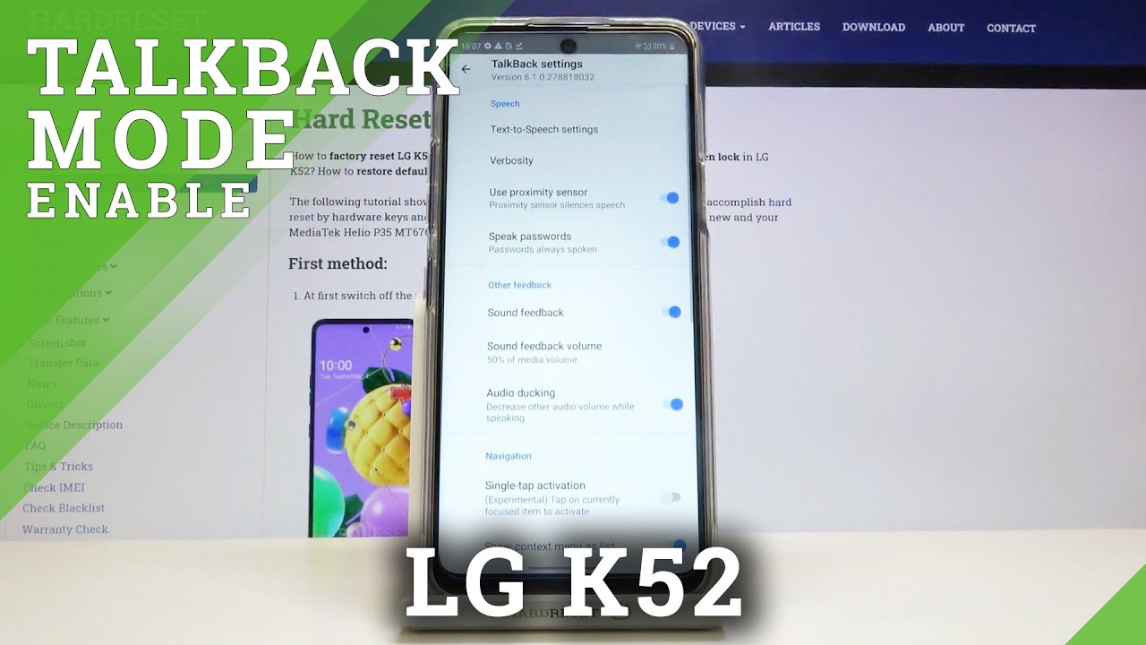 How to Activate TalkBack on LG K52 – Use TalkBack