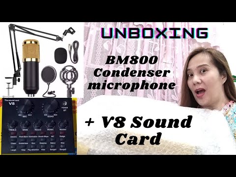BM-800 CONDENSER MICROPHONE WITH V8 SOUND CARD UNBOXING + SET UP + REVIEW | Mavy Dz