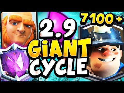 7100+ TOP 100 LADDER with 2.9 GIANT CYCLE! - CLASH ROYALE